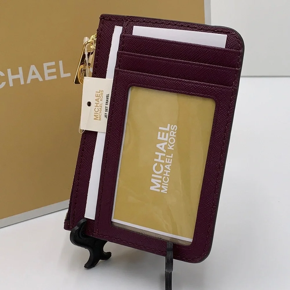 MICHAEL KORS SMALL TOP ZIP COINPOUCH WITH ID CARD MULBERRY COLOR NWT